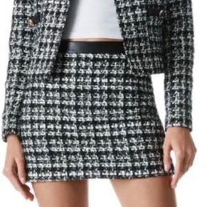 NWT Alice & Olivia Black and White Gold Metallic Mini Skirt